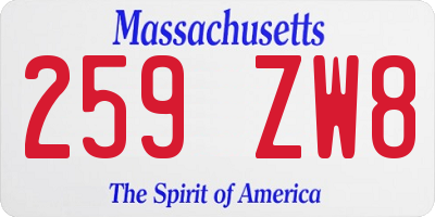 MA license plate 259ZW8