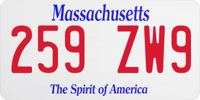 MA license plate 259ZW9