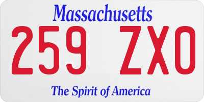 MA license plate 259ZX0