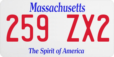 MA license plate 259ZX2