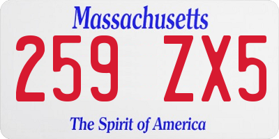 MA license plate 259ZX5