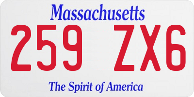 MA license plate 259ZX6