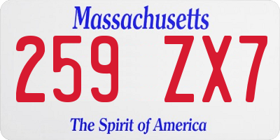 MA license plate 259ZX7