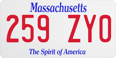 MA license plate 259ZY0