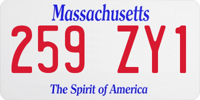 MA license plate 259ZY1