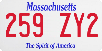 MA license plate 259ZY2