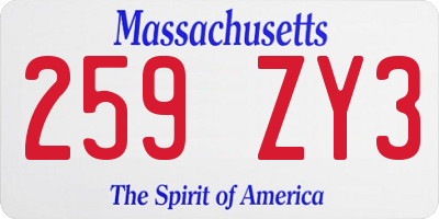MA license plate 259ZY3
