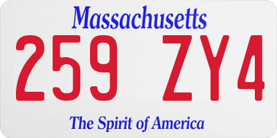 MA license plate 259ZY4