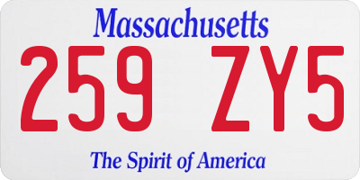 MA license plate 259ZY5