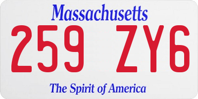 MA license plate 259ZY6