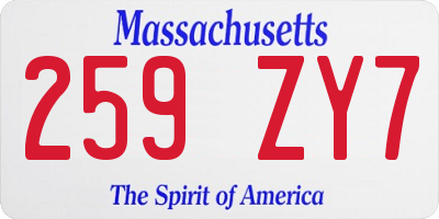 MA license plate 259ZY7