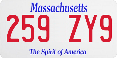 MA license plate 259ZY9