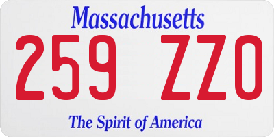 MA license plate 259ZZ0