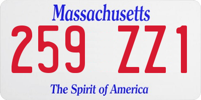 MA license plate 259ZZ1