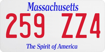 MA license plate 259ZZ4