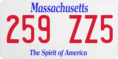 MA license plate 259ZZ5