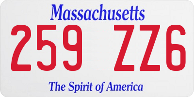 MA license plate 259ZZ6