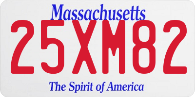 MA license plate 25XM82