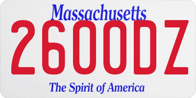 MA license plate 2600DZ