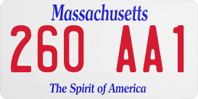 MA license plate 260AA1