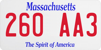 MA license plate 260AA3