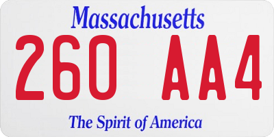 MA license plate 260AA4