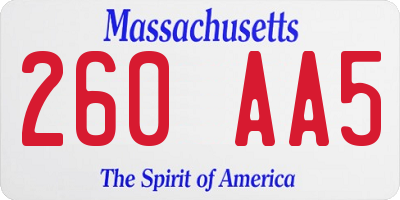 MA license plate 260AA5