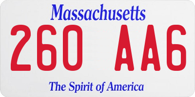 MA license plate 260AA6
