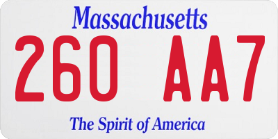 MA license plate 260AA7