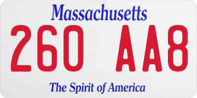 MA license plate 260AA8