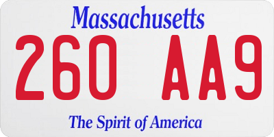 MA license plate 260AA9
