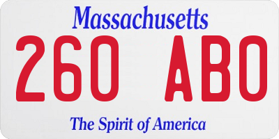 MA license plate 260AB0