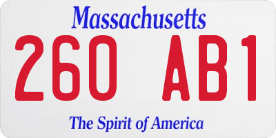 MA license plate 260AB1