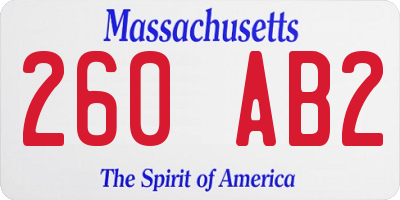 MA license plate 260AB2