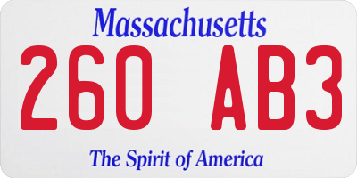 MA license plate 260AB3