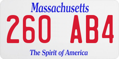 MA license plate 260AB4