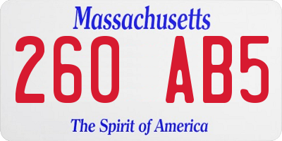 MA license plate 260AB5