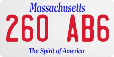 MA license plate 260AB6
