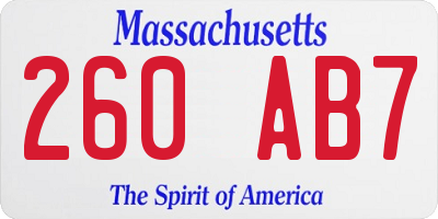 MA license plate 260AB7