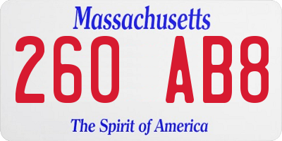 MA license plate 260AB8