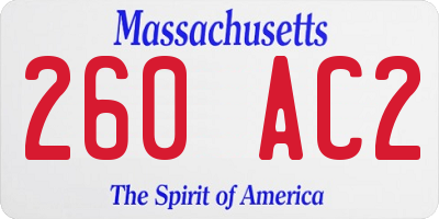 MA license plate 260AC2