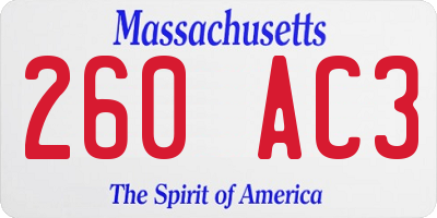 MA license plate 260AC3