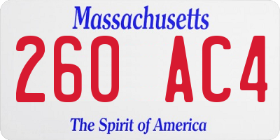 MA license plate 260AC4