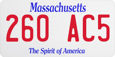 MA license plate 260AC5
