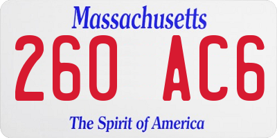 MA license plate 260AC6
