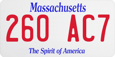 MA license plate 260AC7