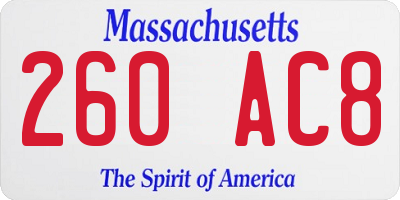 MA license plate 260AC8