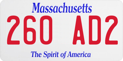 MA license plate 260AD2