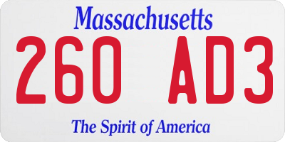 MA license plate 260AD3