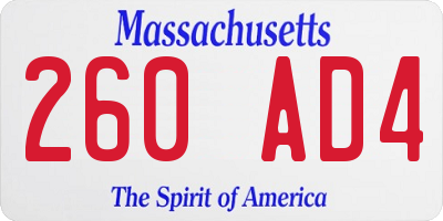 MA license plate 260AD4